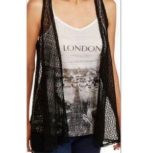 NWT Tru Self 2Fer London Print Cami Lace Vest Sz M